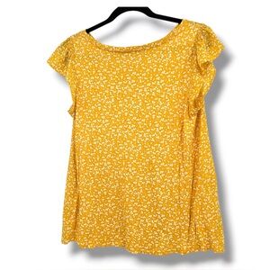 Loft Flutter Sleeve Yellow Blouse, Small